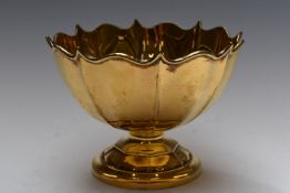 George V hallmarked silver gilt lobed pedestal bowl, Birmingham 1910, maker's mark indistinct,