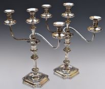 Garrard & Co Ltd pair of George V hallmarked silver three branch candelabra, London 1928, maximum