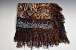 Victorian / Edwardian woven silk shawl with Art Nouveau / Secessionist pattern and hand woven