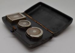Victorian or early 20thC combined stamp and sovereign case, with blued steel or gunmetal case, the
