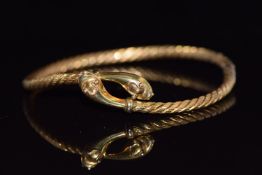 Victorian rope twist bangle with snake head decoration, 7.5g