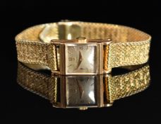 Omega 18ct gold ladies wristwatch ref. 10970127 with gold dauphine hands, Arabic numerals and hour