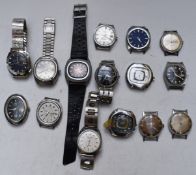Fifteen gentleman's wristwatches including Buler, Services, Sekonda, Systema, Etienne, Timex,