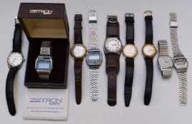 Nine various gentleman's wristwatches including Oris, Timex, Docker, Rotary, Zetron, Brandon, NCL