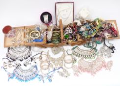 A collection of costume jewellery including necklaces