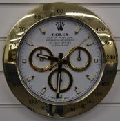 Rolex Oyster Perpetual Daytona shop display or advertising wall clock with white dial, tachymetre