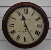 John Moore & Sons London, single fusee mahogany cased wall clock, mid to late 19thC, VR and name
