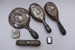 Hallmarked silver vesta case, hallmarked silver mounted miniature book of prayer, hallmarked