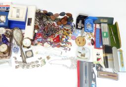 A collection of jewellery including silver cameo ring, brooches, necklaces including Corocraft and