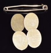A pair of 9ct gold cufflinks and a 9ct gold pin, 5.3g