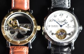 Two gentleman's automatic wristwatches Alpha Tourbillon ref. 5628-2L44 with power reserve indicator,