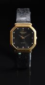 Raymond Weil ladies wristwatch ref. 5738 with gold dauphine hands, clear stone markers, black