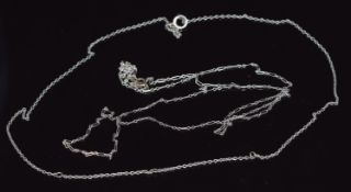 A 9ct white gold necklace and a white metal necklace, 4.9g