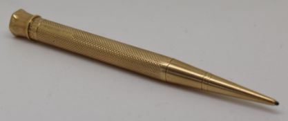 Baker's Perm-point 9ct gold propelling pencil, L10.5cm, 23.7g all in