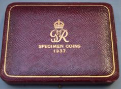 1937 George VI gold proof four coin specimen set comprising five pound coin, double sovereign,
