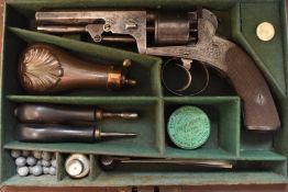 James Harper 120 bore five-shot percussion double-action revolver with engraved frame, trigger