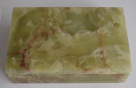 Retro onyx cigarette box with hallmarked silver gilt hinge marked Betjemann's patent, London 1948,