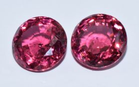 Two loose round cut rubellites, 8.51ct