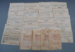 Twenty two mid 19thC German certificates largely 1848 Quartier money unit, some with military ranks,
