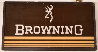 Browning double sided illuminated shop display or advertising sign with metal frame, 66x35x10cm.