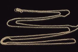 Victorian 9ct gold guard chain made up of circular links, 33.7g, 140cm long