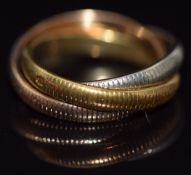 Cartier Russian tri-coloured wedding band/ ring, 5.4g, size G