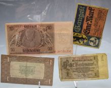 A collection of banknotes, early 20thC onwards, German hyperinflation, notgeld etc together with