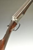 William P Jones 12 bore side by side shotgun with engraved lock, trigger guard, underside, fences,