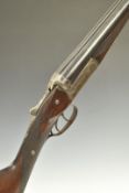 Belgian 20 bore side by side shotgun with chequered grip and forend, double trigger and 28 inch
