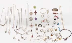 A large collection of silver rings, pendants etc