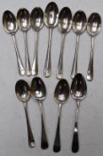 Eleven Georgian and later hallmarked silver teaspoons including eight rat tail examples, two