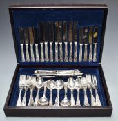 Silver plated six place setting canteen of King's pattern cutlery, width of case 46cm