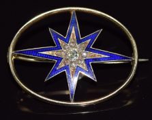 A late Victorian/ early Edwardian brooch set with a central old cut diamond, further rose cut