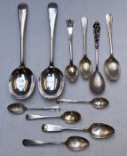 Hallmarked silver and white metal cutlery to include pair of serving spoons and various smaller