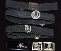 Five c1900 bracelets all with gold clasps/ sliders, four set with diamonds