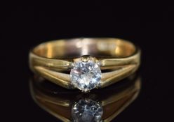 An 18ct gold Victorian ring set with an old cut diamond of approximately 0.65ct, 4.4g, size P