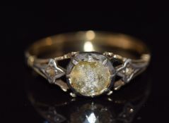 Georgian/ Victorian ring set with a rose cut diamond in a foiled setting, size P, 2.1g