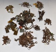 A large collection of vintage padlocks, locks and keys, 17th/18thC onwards, including cycle lock pat