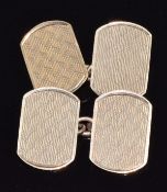 A pair of 9ct gold cufflinks with engine turned decoration, 4.1g
