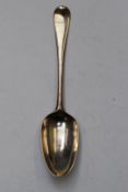 George III bottom hallmarked silver Hanoverian pattern table spoon, London 1763, maker's mark likely