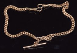 A 9ct rose gold double Albert/ watch chain, 37.6g, 68cm long