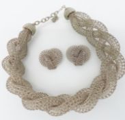 Silver jewellery including bangle, necklaces, curb link bracelet, bottle opener and Albert, Sarah