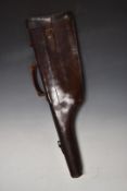 Brown leather leg of mutton shotgun case, 79cm long.