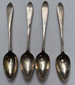 Set of four Irish provincial silver teaspoons marked Heyland Sterling, a James Heyland was a Cork
