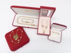 Three suites of silver gilt and faux pearl Majorica jewellery