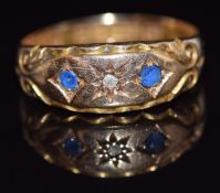 Victorian 15ct gold ring set with a diamond and paste, Birmingham 1899, 2.8g, size M