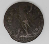 Egypt Ptolemy IV copper bronze coin, 221-201 BC. Obverse: diademed horned head of Zeus facing right.