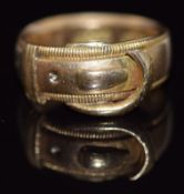 Edwardian 18ct gold buckle ring, Chester 1903, 7.3g, size J