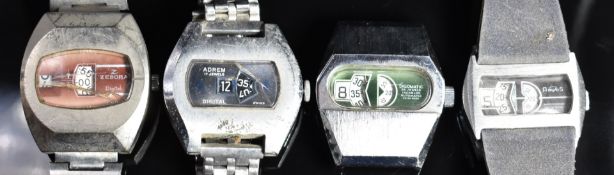 Four gentleman's digital jump hour wristwatches comprising Digomatic, Zebora, Adrem and Arios,