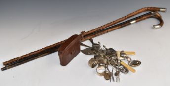 Zeiss Nettar folding camera, silver plated ware including egg topper and three hallmarked silver